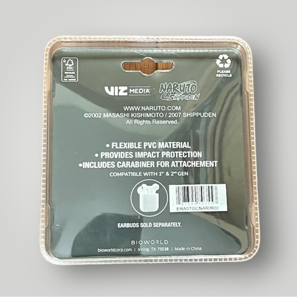 Naruto AirPods Gen. 1 & 2 CASE - With Carabiner Black Impact Protection New - Picture 3 of 4